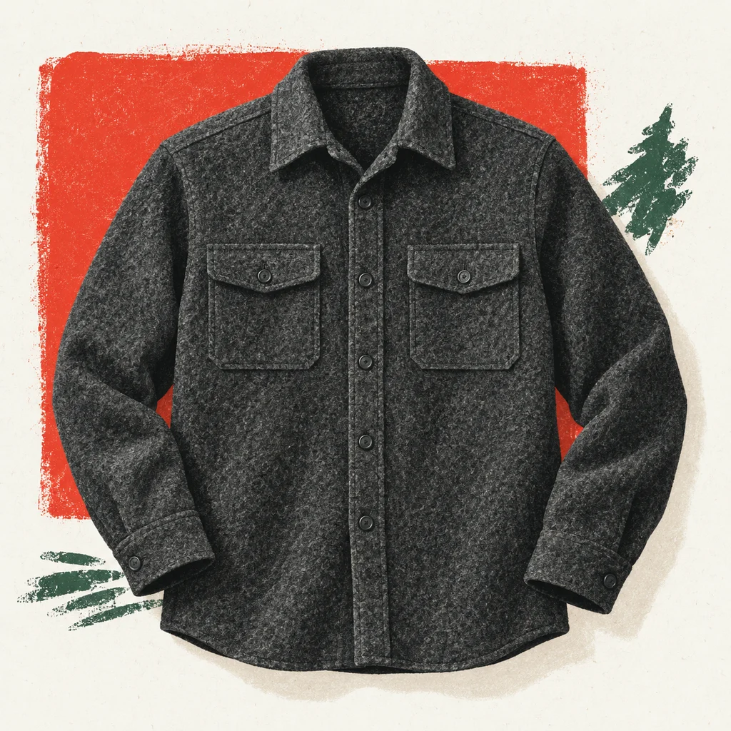 Upvote illustration representing ANIÁN Modern Melton Wool Shirt; appearance is illustrative