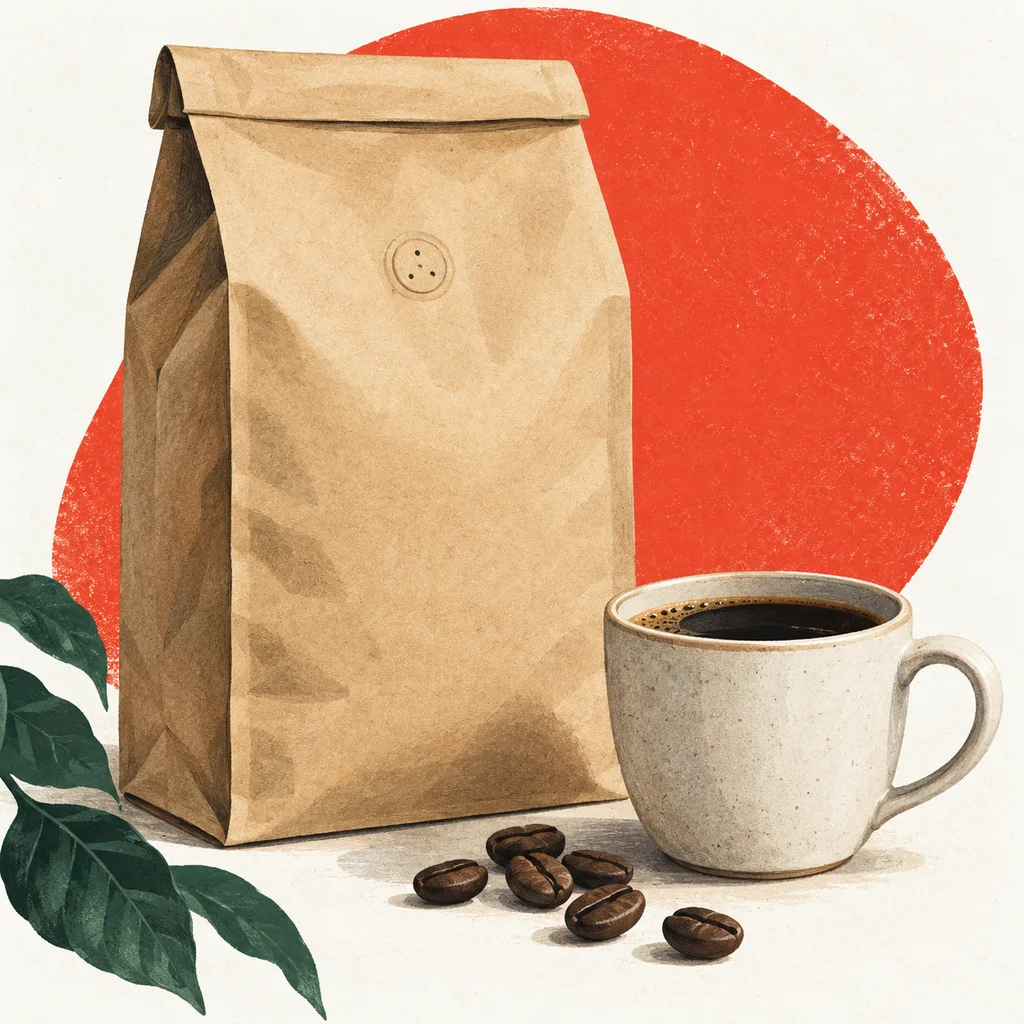 Upvote illustration representing Kicking Horse Hola Coffee; appearance is illustrative